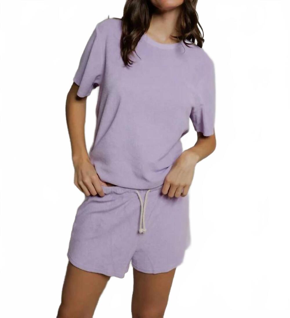 NEW PERFECTWHITETEE donna loop terry crew tee in ultraviolet